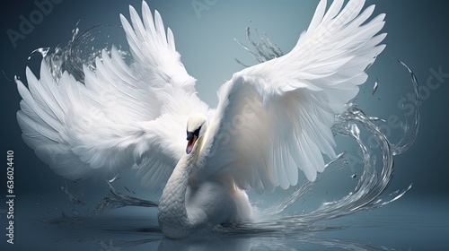 Fototapeta Naklejka Na Ścianę i Meble -  Floating swan down symbolizes purity gentleness and celestial visits. silhouette concept