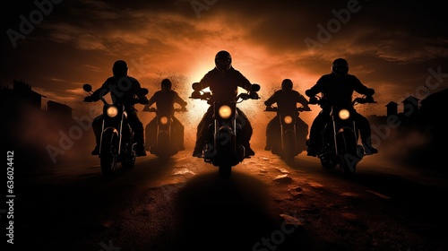 Motorbikers. silhouette concept