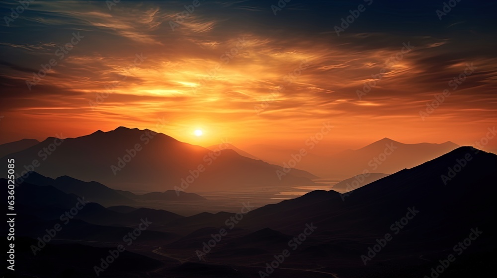 Silhouetted mountains during Canary Islands sunset