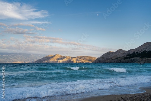 Stunning landscape of Baska beach on Krk Island in Croatia, Adriatic Sea