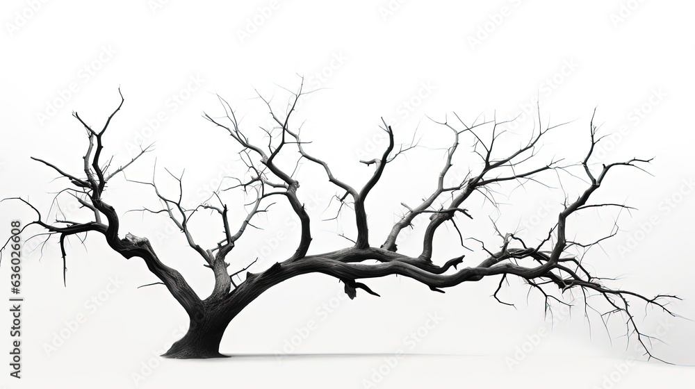 Obraz premium White background in Thailand with a dead tree. silhouette concept