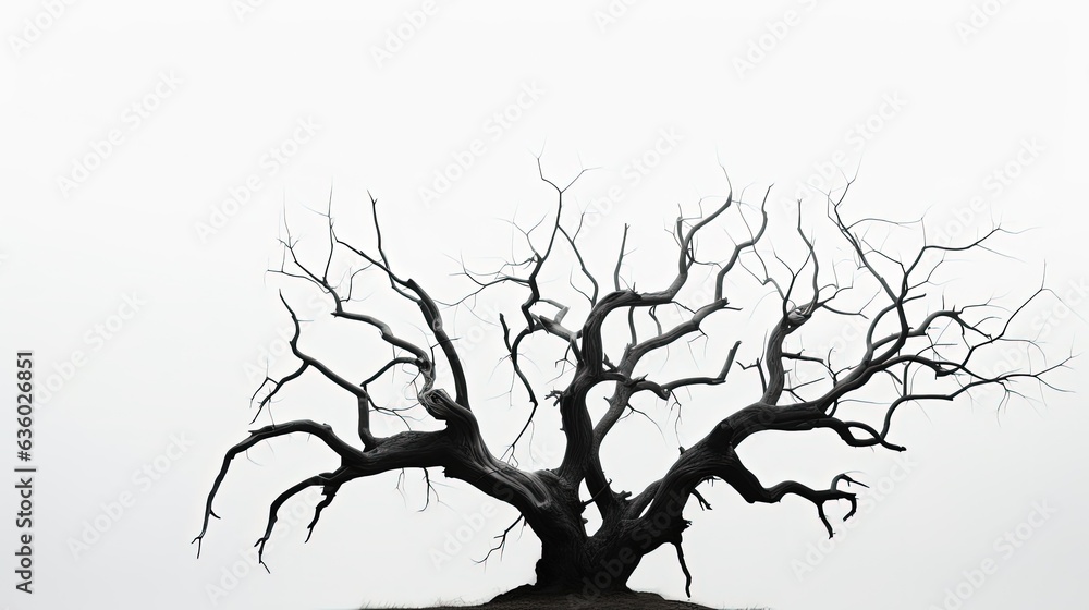 White background in Thailand with a dead tree. silhouette concept White background in Thailand with a dead tree. silhouette concept