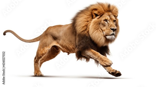 Lone lion jumping isolated on white. silhouette concept