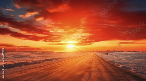 Hokkaido Japan countryside sunset on roadside. silhouette concept
