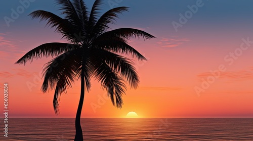 Palm tree s silhouette during sunset © HN Works