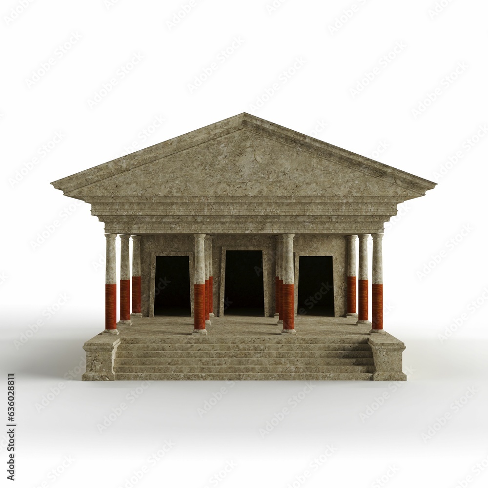 3D illustration of an ancient structure with ornate columns with a white background 3D illustration of an ancient structure with ornate columns with a white background