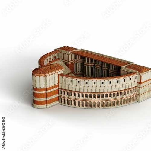 3D rendering of an amphitheater model isolated on a white background