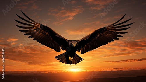 Silhouette of flying predator bird