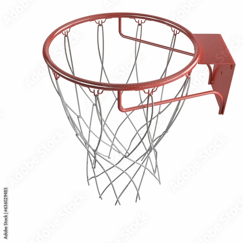 Basketball hoop isolated against a white background, viewed from the side © Miklós Polgár/Wirestock Creators
