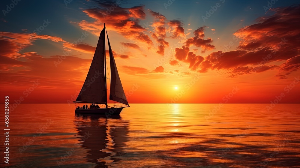 Sail boat silhouette photo at sunset