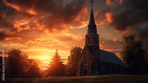 Church silhouette at sunset © HN Works