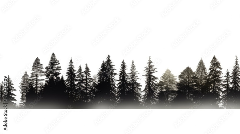 HD isolated white background view of tree line. silhouette concept HD isolated white background view of tree line. silhouette concept