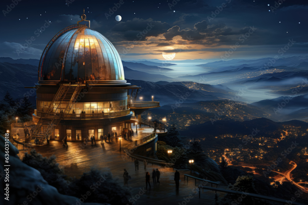 Obraz premium Exploration of distant planets through telescopes. Generative Ai.