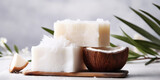 Natural homemade soap with coconut oil, diy wellness product, ai generated
