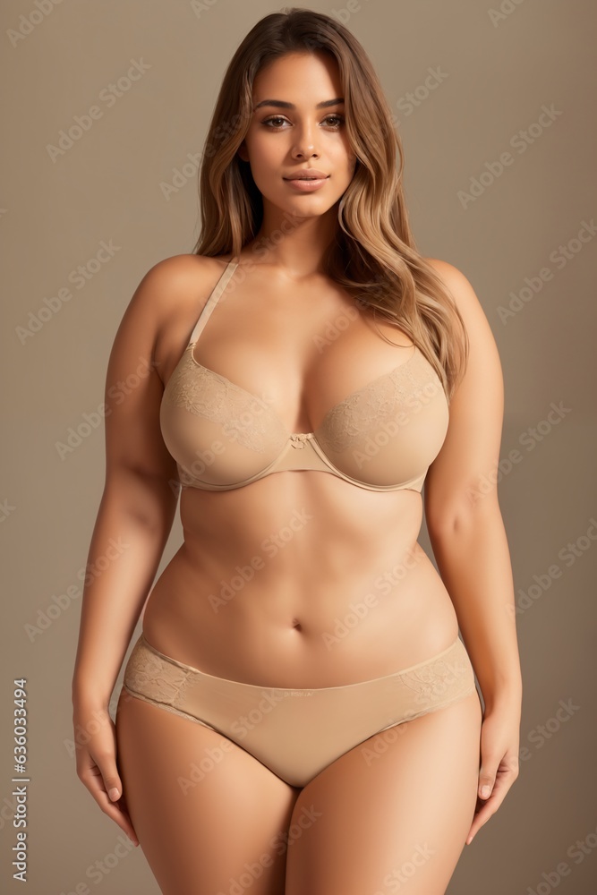 a beautiful girl in beige underwear poses for an advertisement a beautiful girl in beige underwear poses for an advertisement