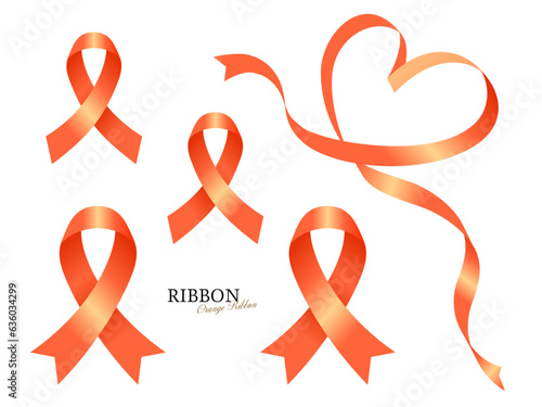 オレンジリボン Classic orange ribbon illustration