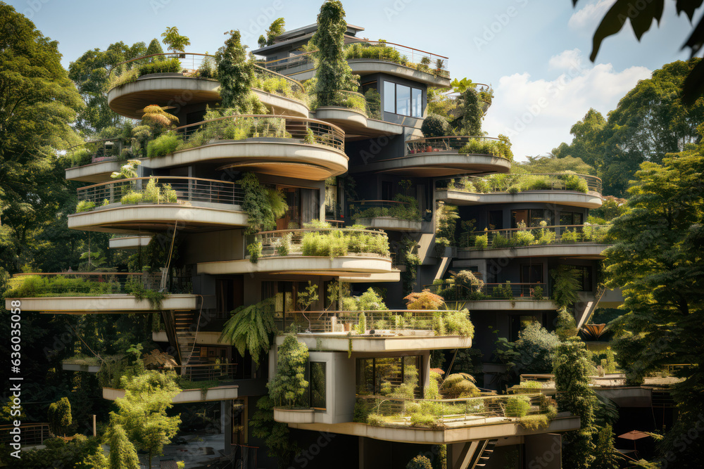 Sustainable Architecture Design. Explore eco-friendly approaches in building and urban planning. Generative Ai.
