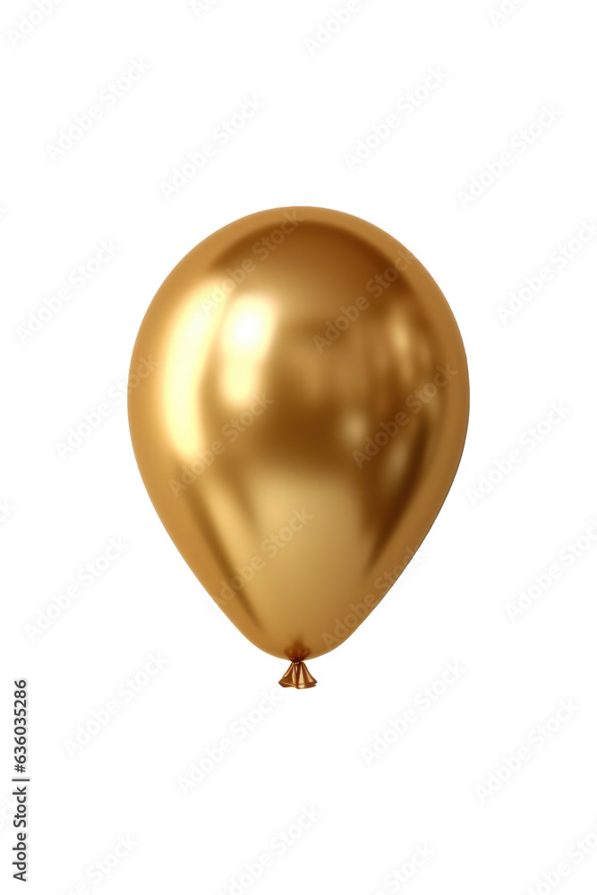 Gold metallic balloon isolated on transparent background. Generative ai Gold metallic balloon isolated on transparent background. Generative ai