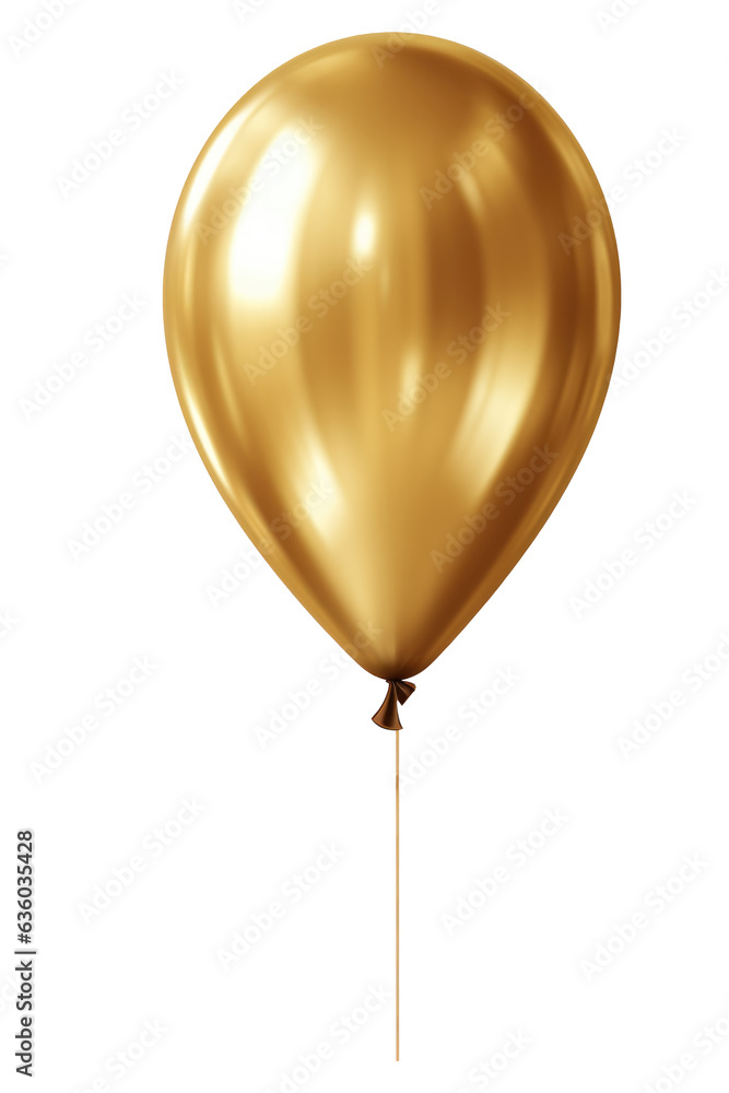 Gold metallic balloon isolated on transparent background. Generative ai Gold metallic balloon isolated on transparent background. Generative ai