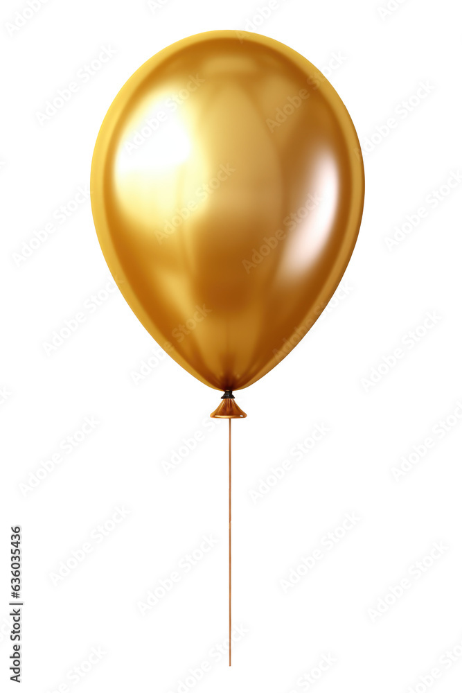 Gold metallic balloon isolated on transparent background. Generative ai Gold metallic balloon isolated on transparent background. Generative ai