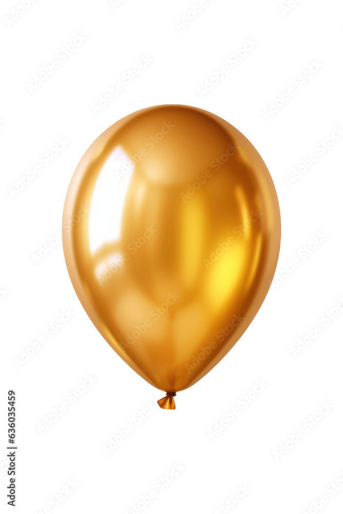 Gold metallic balloon isolated on transparent background. Generative ai Gold metallic balloon isolated on transparent background. Generative ai