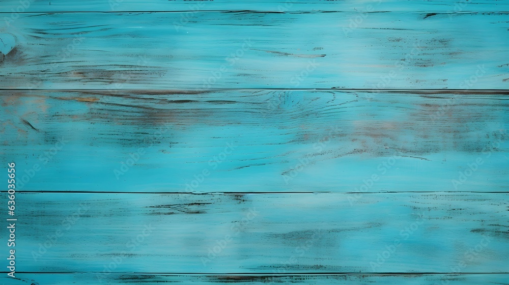 Close up of aqua blue painted wooden Planks. Wooden Background Texture
