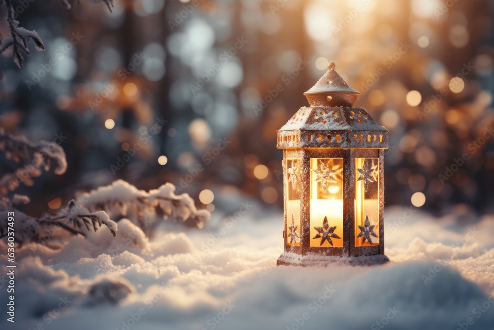 Christmas lamp. Merry christmas and happy new year concept. Background