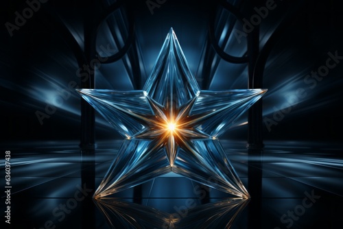 Glowing star. Merry christmas and happy new year concept
