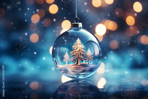 Glass Christmas or New Year ball. Merry christmas and happy new year concept.