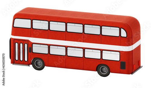 Cuadro en lienzo Red double decker bus isolated on transparent background