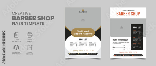 barbershop flyer template design with editable promotion beauty salon brochure cover poster template 