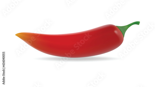 Red hot chili pepper. Fresh organic chili pepper isolated on a white background, Realistic Red Chili, vector Illustration