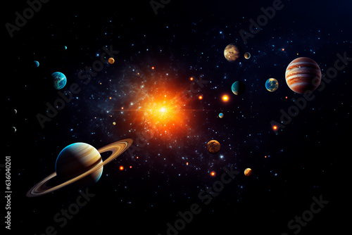 The Solar System of planets. The Sun is in a centre of the Solar System