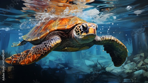 Sea turtle watercolor illustration, portrait wallpaper for phones, sea animal portraits, perfect for wallpapers or projects