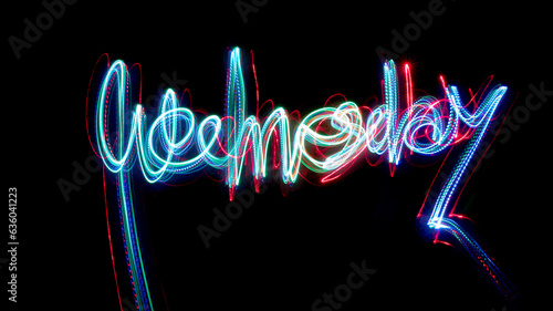 wednesday word lettering colorful lights lightpainting