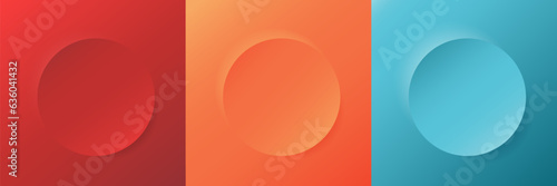 Red, orange, blue paper cut background. Abstract layered circle papercut decoration illustration for presentation, banner, cover, web, flyer, card, poster, wallpaper, texture, slide, social media