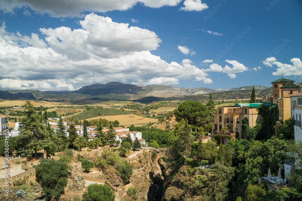 Scenic view of the surrounding towns and countryside from a picturesque viewpoint in Ronda