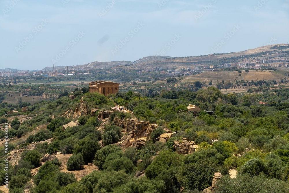 Stunning mountain landscape featuring the Temple of Concordia in Agrigento, Italy