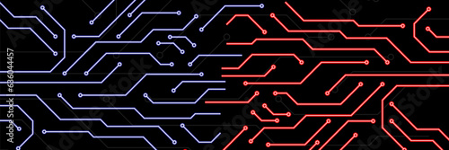 circuit board electronics digital technology banner blue.Circuit board texture with communication technology concept. Vector illustration