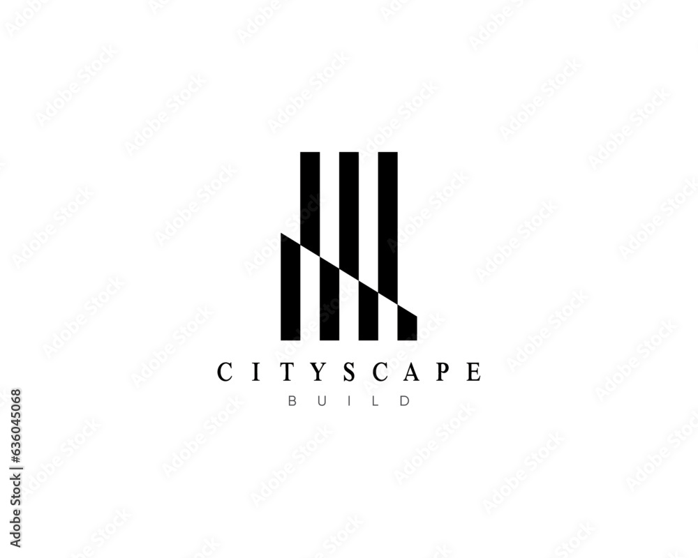 Modern city building logo design template for business identity.