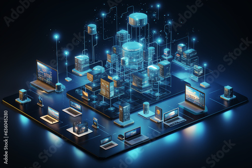 Online, cloud storage, contact, computing, tablet, phone home devices with online. linking computer to cloud with server, connection. Devices connected to storage in the data center.