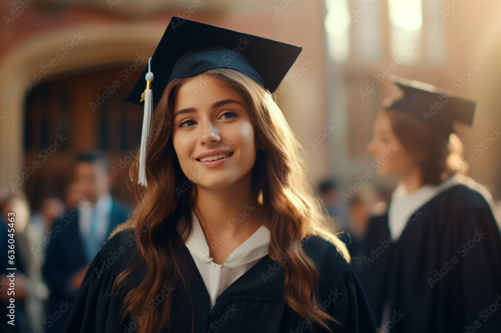 Happy student starts to study. Freshman at the university. AI generated Happy student starts to study. Freshman at the university. AI generated