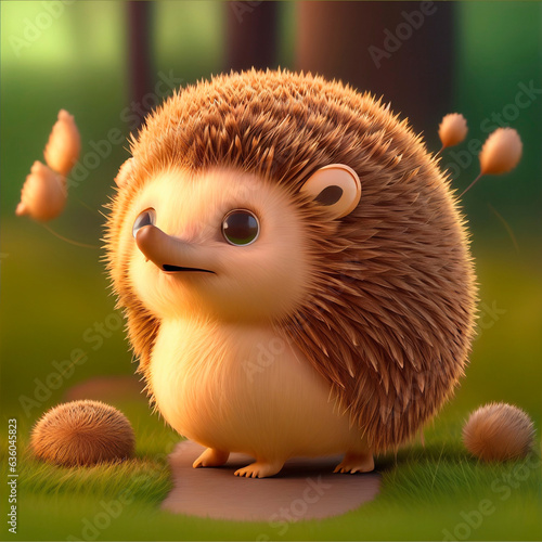 Super cute baby hedgehog 3d rendering © victor