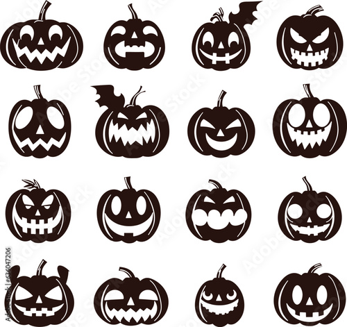 Happy Halloween silhouette set collection of Halloween vector elements