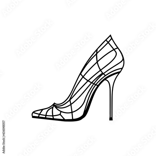 Vector Illustration of a woman  with lines drawing for logo,icon, black and white