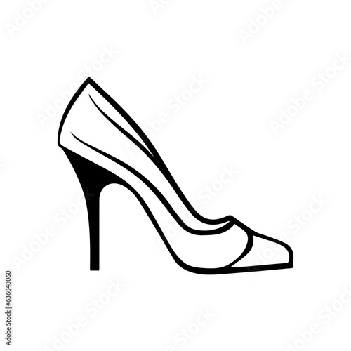 Vector Illustration of a high heels with lines drawing for logo,icon, black and white