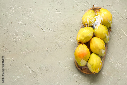 Wooden board of fresh pears...
