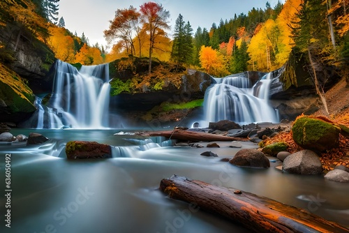 waterfall in autumn