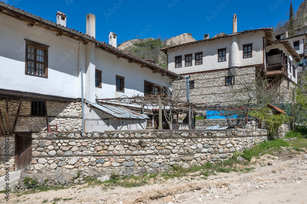 Typical street and old houses at town of Melnik, Bulgaria Typical street and old houses at town of Melnik, Bulgaria