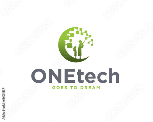 one tech internet solution for technology service and logo